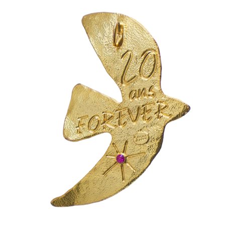 Cécile et Jeanne Paris Bijoux - Ciondolo con rondine e pietra, Cecile Jeanne "20 ans forever"