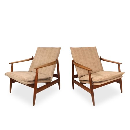 Frem Røjle Made in Denmark - Coppia di poltrone danesi in lana e teak