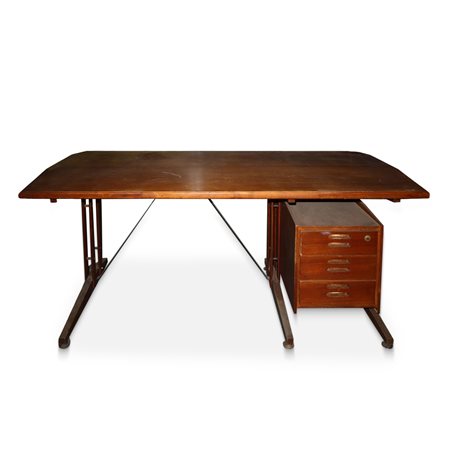 ILA Industria Lombarda Arredi - Scrivania modello S.S. 34 in metallo e teak, 1959