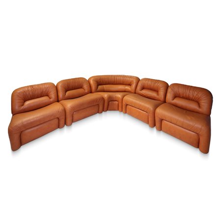 Salotto modulare angolare in pelle composto da 5 pezzi