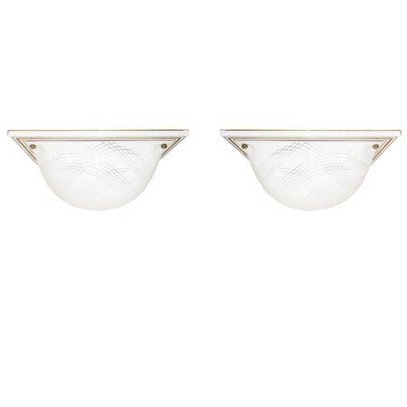 Coppia di plafoniere bianche con decori dorati