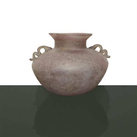 Vaso a scavo in vetro di Murano rosa