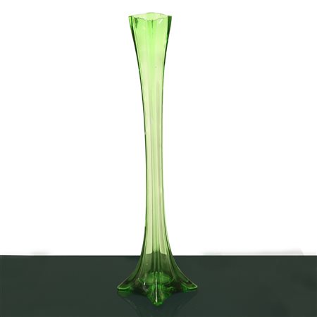 Vaso monofiore in vetro di Murano verde, 20° secolo