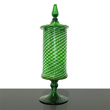 Vaso poutiche in vetro di Murano verde, 1950s