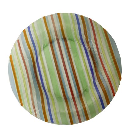 Grande piatto centrotavola in vetro di murano con righe di diversi colori