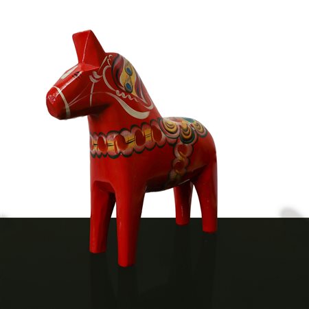 Nils Olsson  Sveden - Cavallo vintage in legno rosso laccato e dipinto, Sweden 1960s