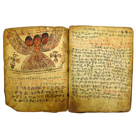 Antichissimo piccolo libro di carattere religioso in pergamena manoscritto  in lingua copto ge'ez etiopica