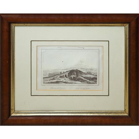 Charles-Caïus Renoux (Parigi  1795 - Parigi 1846)  - Ponte sull'Alcantara con Etna sullo sfondo
