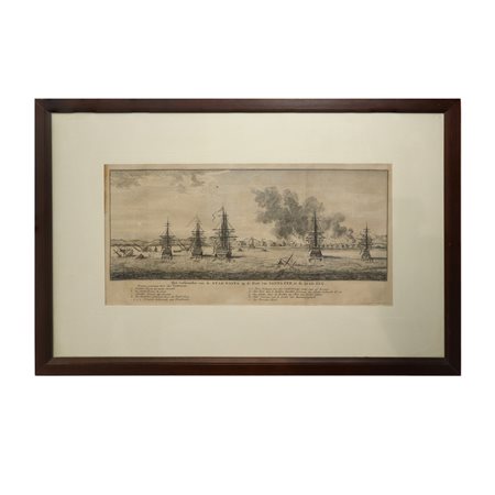 Pianta della città di Paita (Perù) in fiamme, 1749