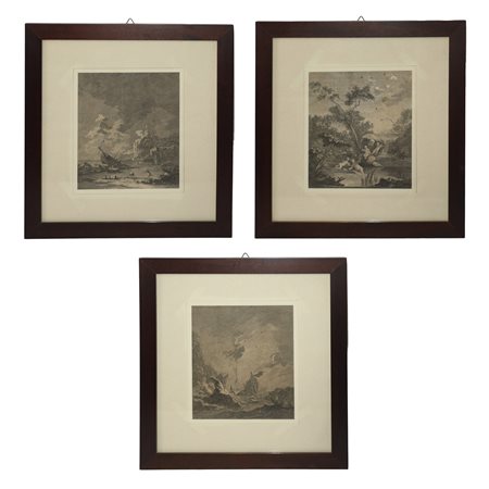 Gruppo di 3 incisioni  , 18° secolo