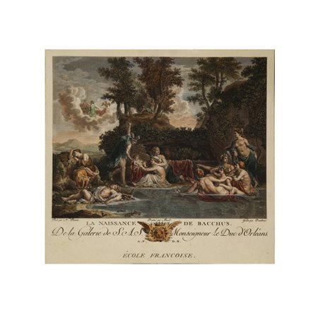 Jean  Dambrun (1741 - 1808)  - Incisione da Poussin della nascita di Bacco