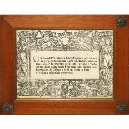 Invito alla vestizione di Margherita Francesca, inviata da Ugolino del Vernaccia e Laura Capponi