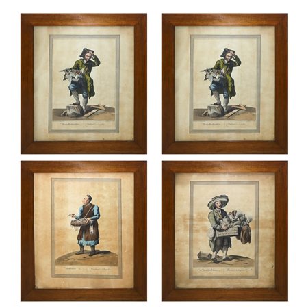 N°4 Stampe policrome raffiguranti arti e mestieri