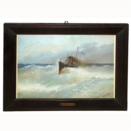 Nicolas  ROUMIANTZEFF (1876)  - Vapore francese in mare in tempesta