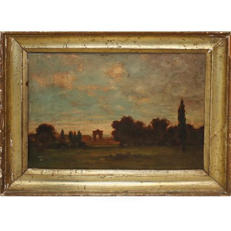 Paesaggio con alberi e arco architettonico, early 20°  secolo