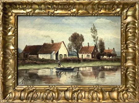 Paesaggio case sul lago