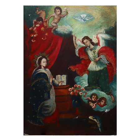 Annunciazione in stile Cuzco, Cuzco school, early 20°  secolo