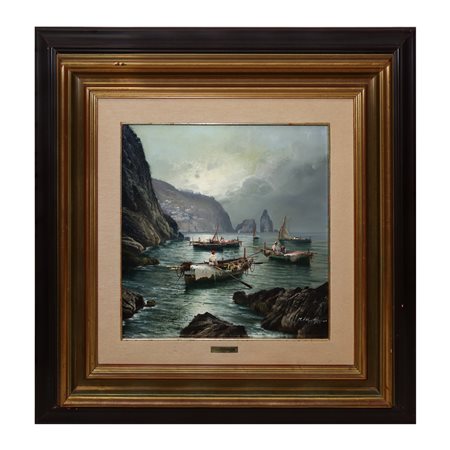 Mario Rosario Allegretti (Napoli 1945 - 2008)  - Marina con barche