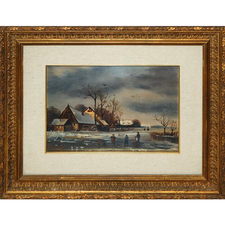 Paesaggio innevato con personaggi, 1899