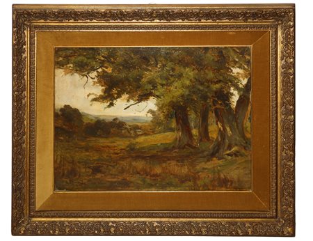 E.R. Menard (1862 - 1939)  - Paesaggio agreste con alberi