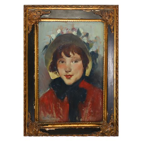 Carlo De Falco - Ritratto di ragazza con cappello