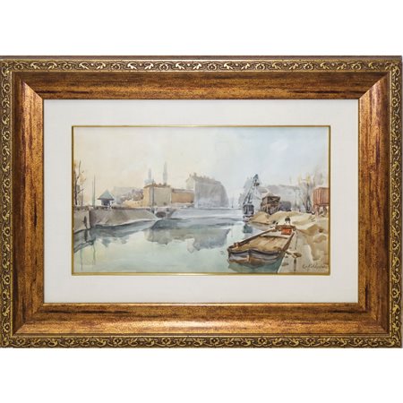 Emilio Kalchschmidt (Novara  1902 - Novara  1983)  - La Darsena , Milano