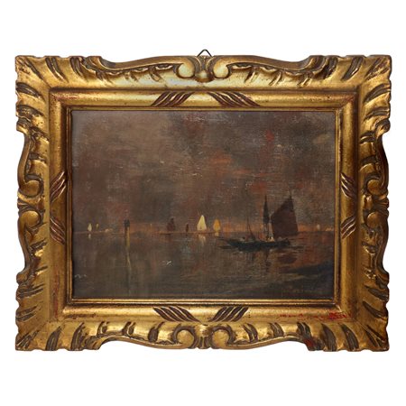 Paride  Pozzato (Rovigo 1899 - Venezia 1971)  - Marina con barche