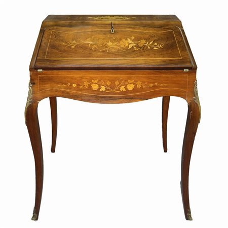 Ribaltina intarsiata a motivi floreali, 19°  secolo