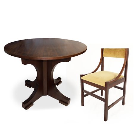 Tavolo in teak dotato di 4 sedie con tappezzeria beige