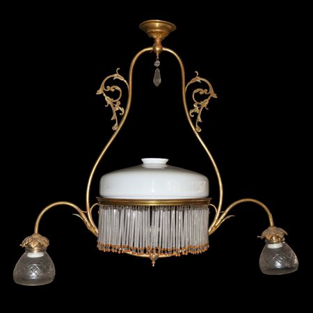 Lampadario Liberty, coppa centrale e 2 laterali, Liberty