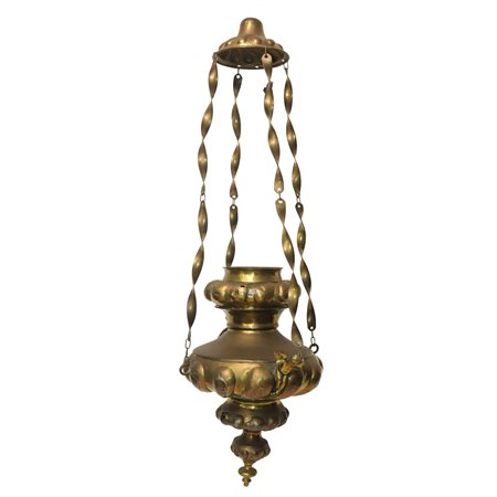 Lampada a sospensione in rame sbalzato, 18°  secolo