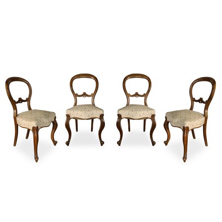 N°4 Sedie con tappezzeria floreale e schienale arrotondato