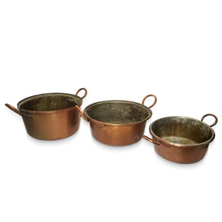 Gruppo di 3 pentole in rame