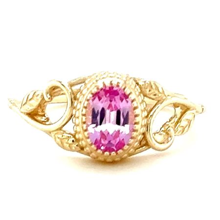 ANELLO IN ORO GIALLO 14K 3.51 GR VINTAGE LAB GROWN ROSA ZAFFIRO 0.75 CT - RNG40801