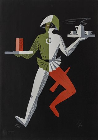 Severo Pozzati detto Sepo (Comacchio 1895 – Bologna 1983), "Arlecchino".