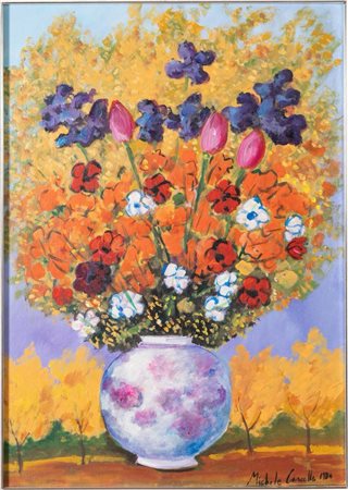 Michele Cascella (Ortona 1892 - Milano 1989), Vaso di fiori, 1980.