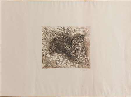 Antonio Ligabue (Zurigo 1899 – Gualtieri 1965), "Leopardo".