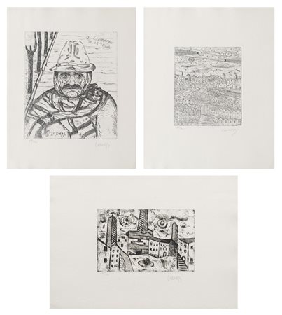 Nino Carozzi (Milano 1892 - Lerici 1989), "Un naif dietro lo specchio", 1971.