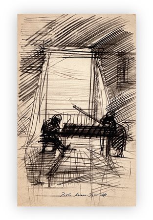 PIETRO ANNIGONI (1910-1988) - Senza Titolo (Figure in un interno)