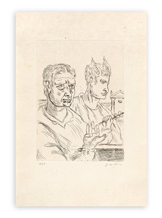 GIORGIO DE CHIRICO (1888-1978) - Autoritratto con Mercurio, 1969