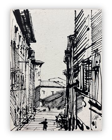 PIETRO ANNIGONI (1910-1988) - Senza Titolo (Scorcio tra le case)