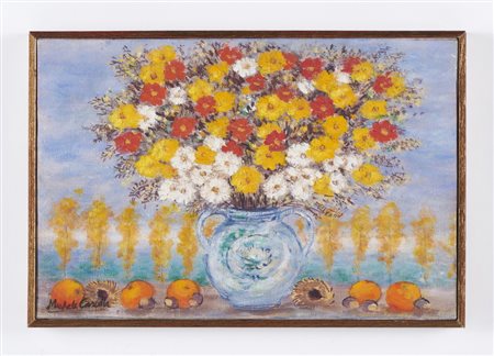 CASCELLA MICHELE (1892 - 1989) - NATURA MORTA CON VASO DI FIORI, 1980-88.