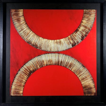 Bernard Aubertin “Dessin de Feu sur table rouge” 2008