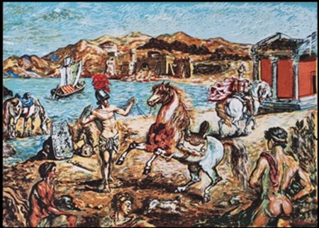 DE CHIRICO GIORGIO Grecia 1888 - Roma 1978 "La battaglia"
