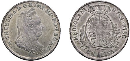 MARIA TERESA D'ASBURGO, Nuova monetazione (1778-1780) - Lira 1780, Milano.