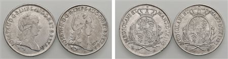 GIUSEPPE II D'ASBURGO-LORENA, monetazione di tipo lombardo (1780-1790) - Lotto due esemplari da mezzo scudo (1783 e 1785), Milano.