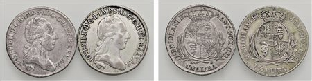 GIUSEPPE II D'ASBURGO-LORENA, monetazione di tipo lombardo (1780-1790) - Lotto di 2 monete da una lira, Milano.