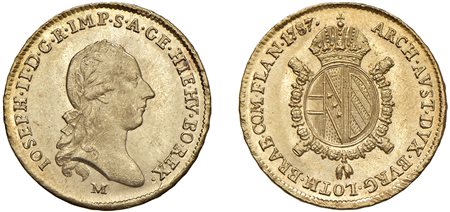 GIUSEPPE II D'ASBURGO-LORENA, monetazione imperiale (1780-1790) - Mezzo sovrano, 1787, Milano.