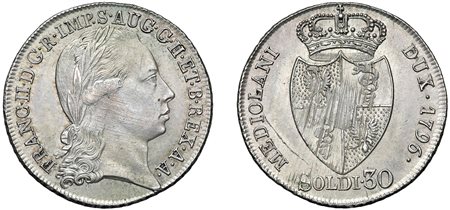 FRANCESCO II D'ASBURGO-LORENA, Imperatore e Duca di Milano (1792-1796) - 30 soldi, 1796, Milano.