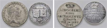 FRANCESCO D'ASBURGO-LORENA (1792-1835) - Lotto di due esemplari di lira del giuramento (1792 e 1815).